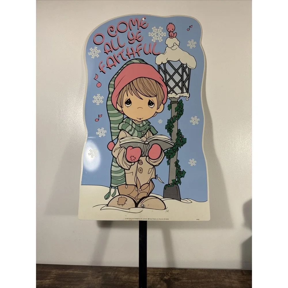 Christmas Yard Sign w/Stake 1999 Precious Moments Impact Plastics, Holiday Decor